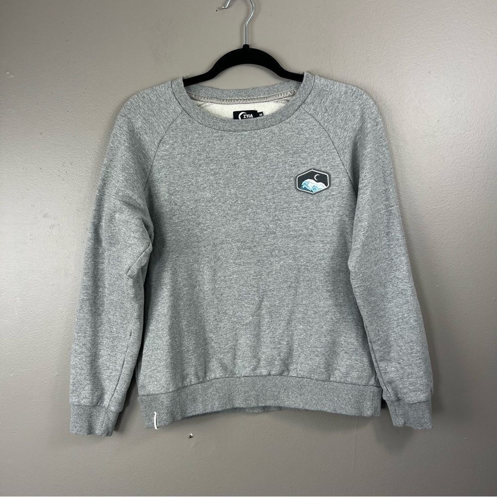 Zyia Active Gray Mountain Patch Crew Neck Sweatsh… - image 2